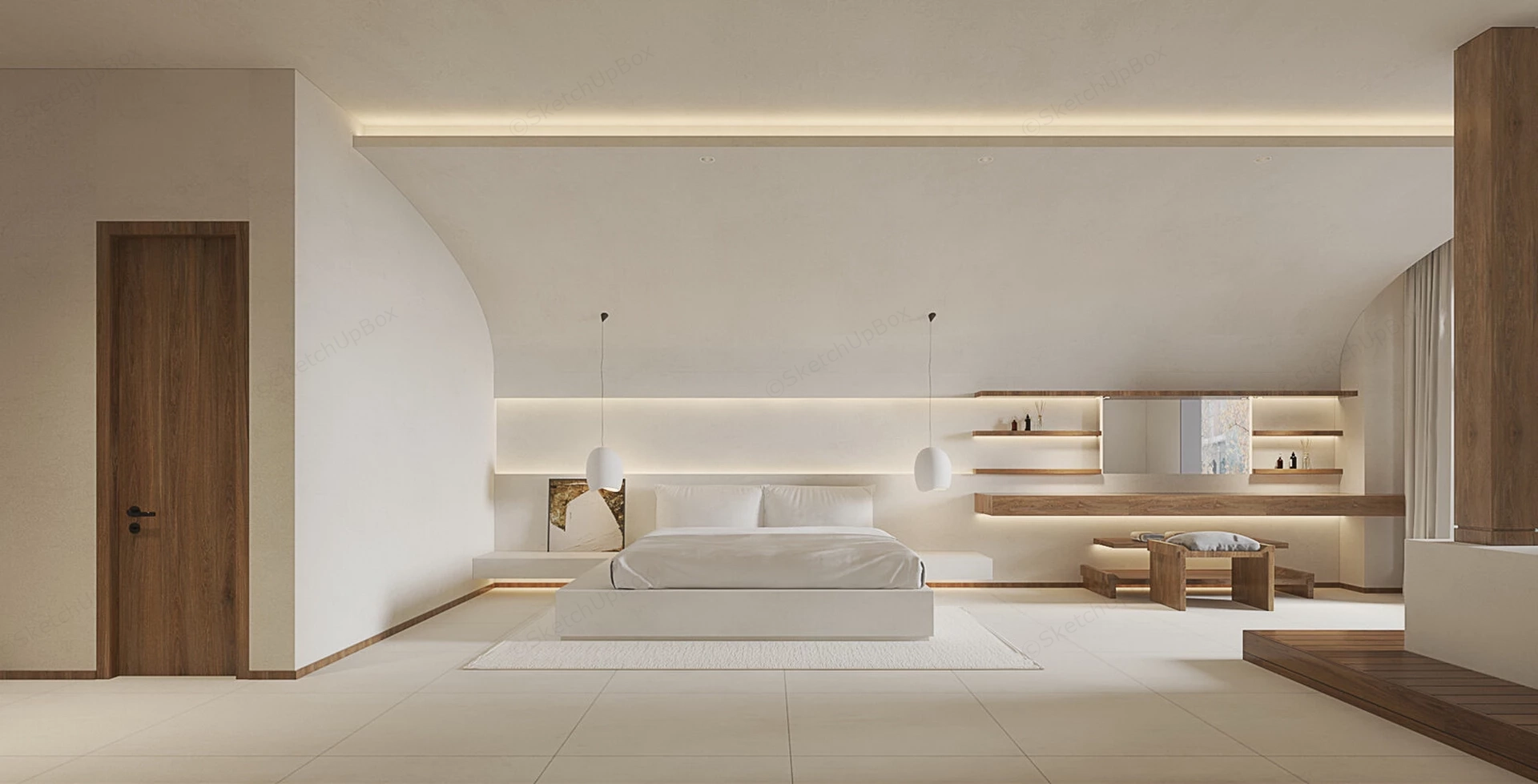 Wabi Sabi Style Hotel Room sketchup model preview - SketchupBox