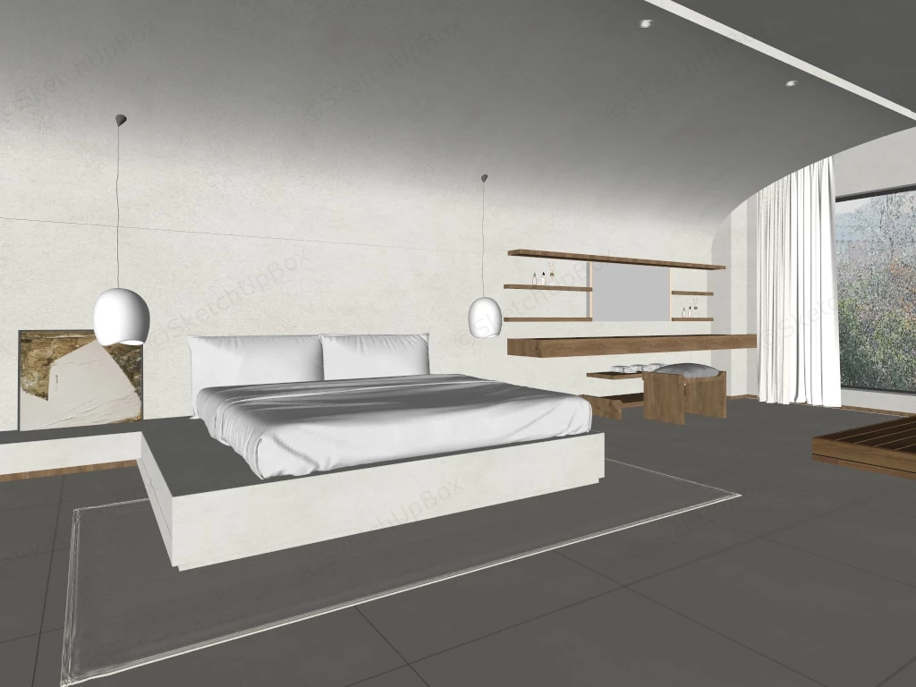 Wabi Sabi Style Hotel Room sketchup model preview - SketchupBox