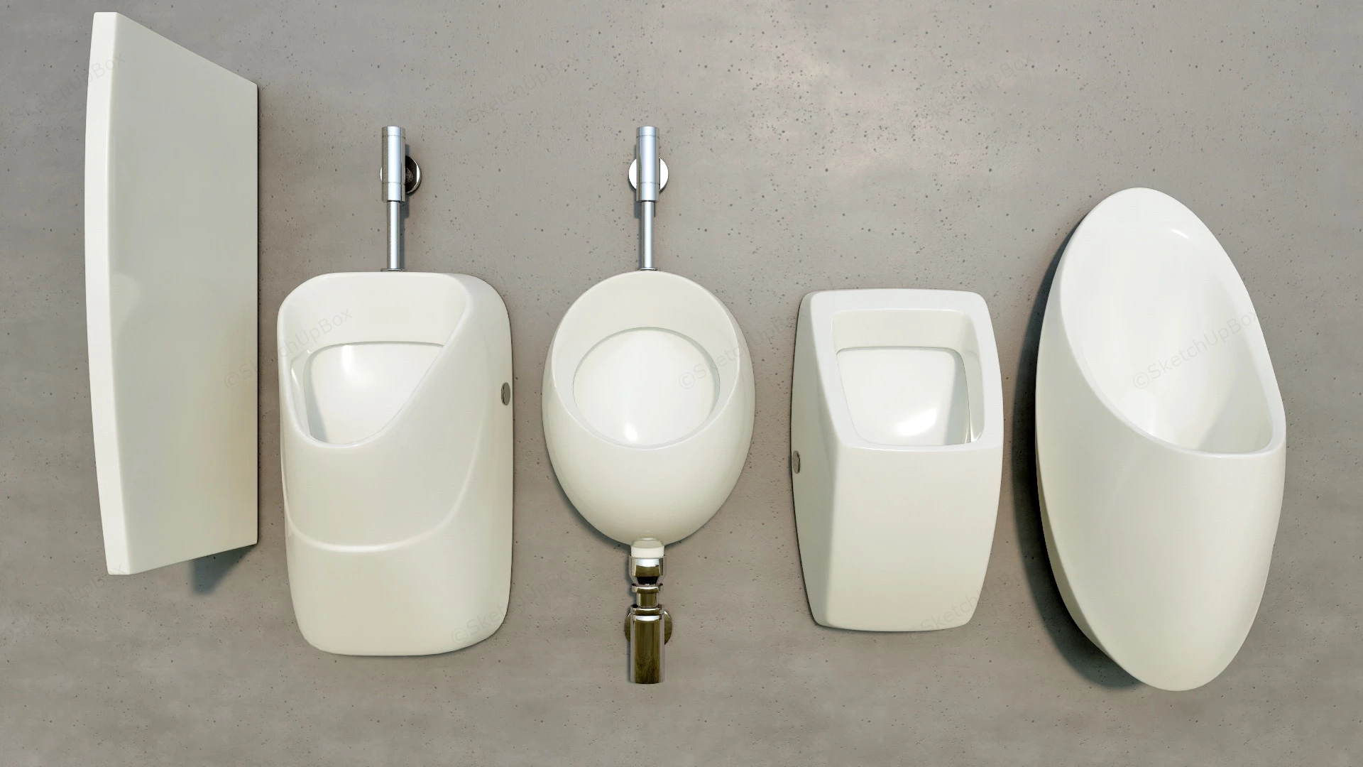 Commercial Bathroom Urinals sketchup model preview - SketchupBox