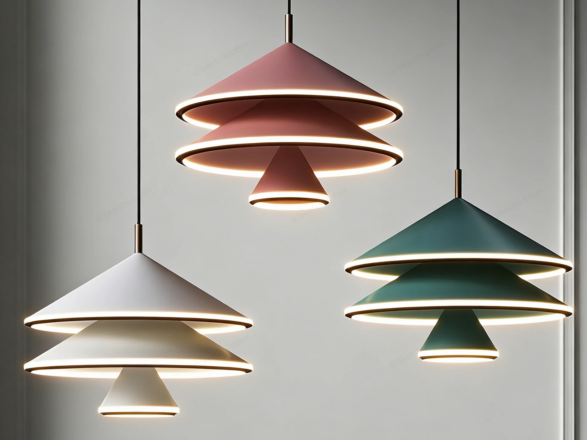 Dining Table Pendant Lights sketchup model preview - SketchupBox