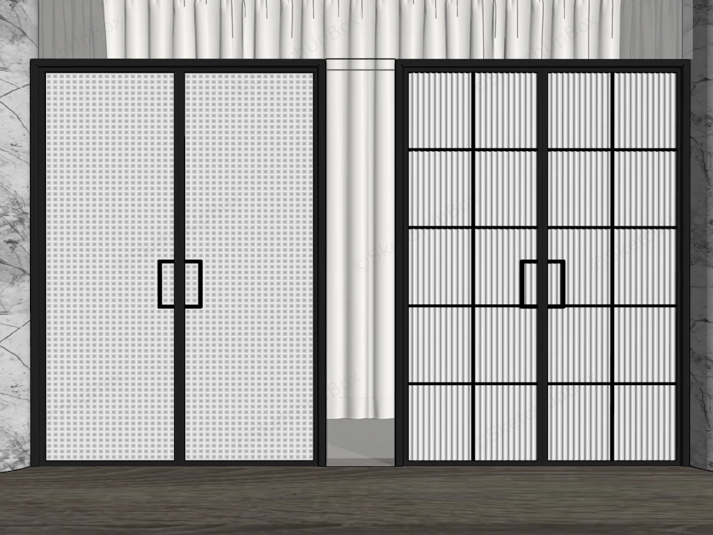 Ribbed Glass Interior Doors sketchup model preview - SketchupBox