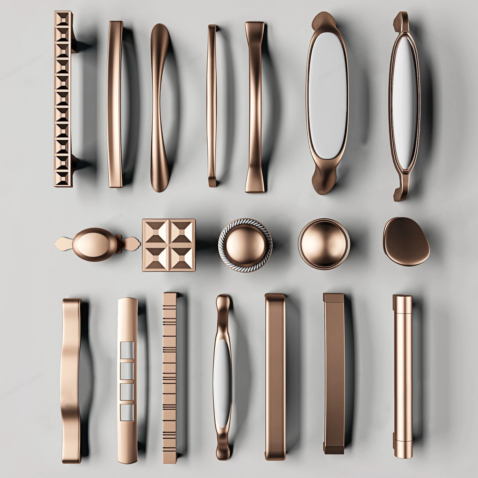 Interior Door Handles And Knobs sketchup model preview - SketchupBox