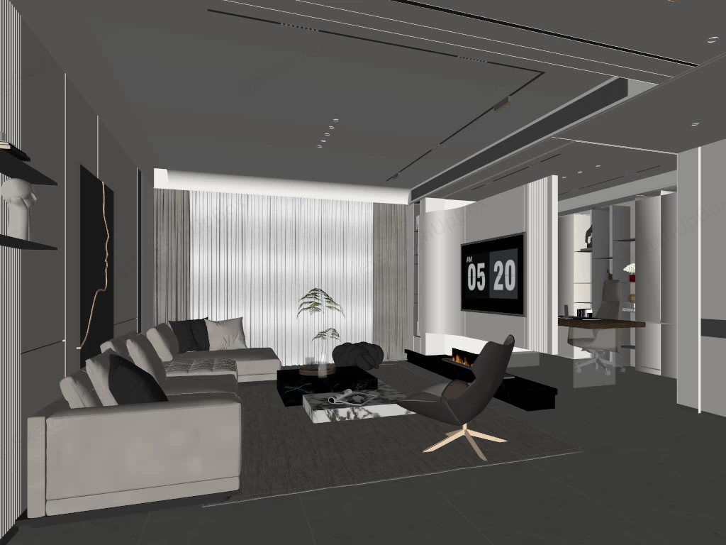 Home Office Living Room Ideas sketchup model preview - SketchupBox