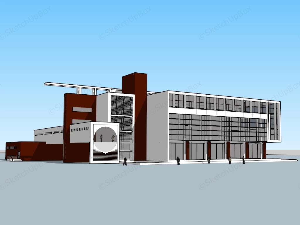 Modern Library Exterior sketchup model preview - SketchupBox