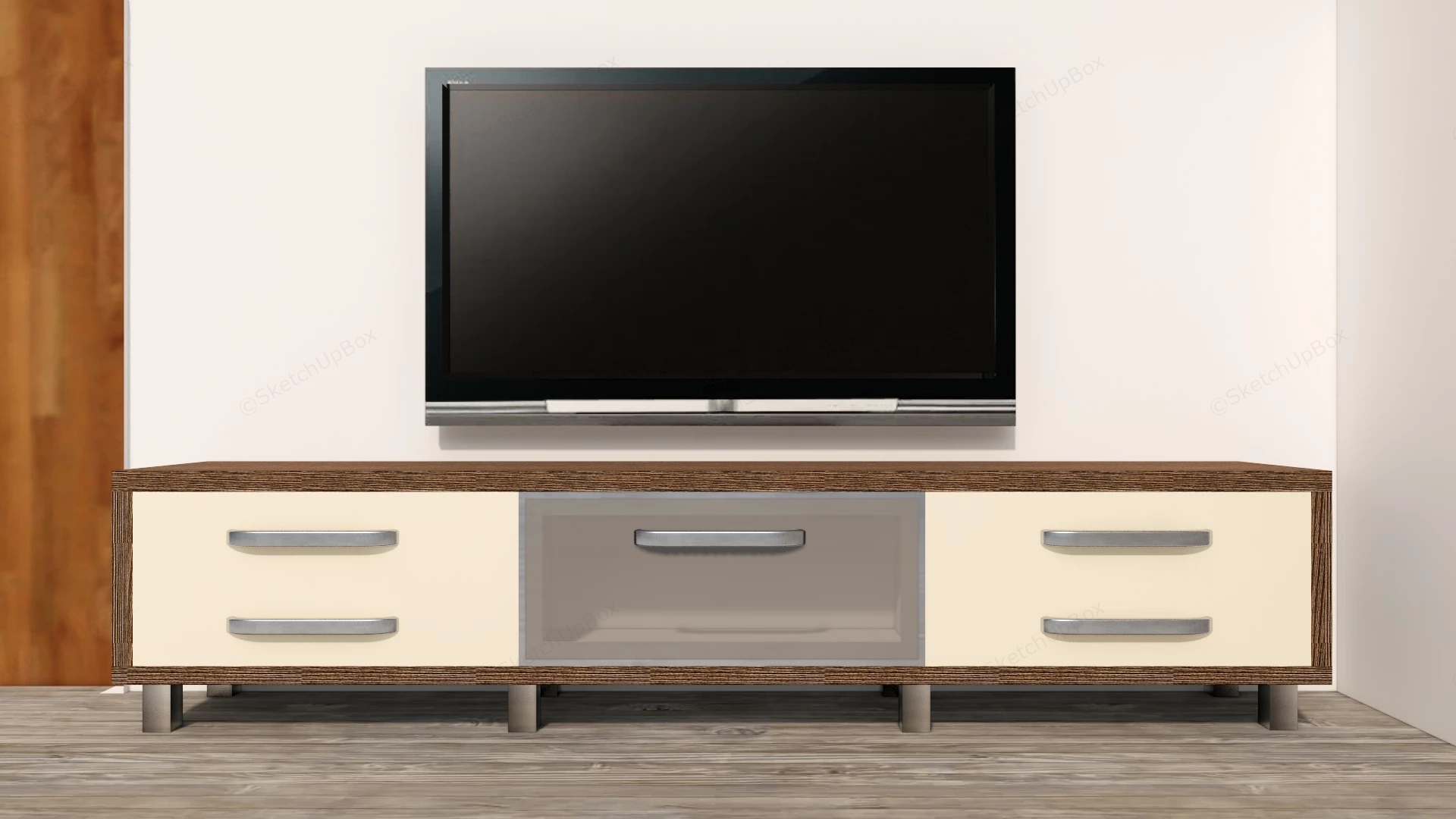 Modern Media Console Cabinet sketchup model preview - SketchupBox