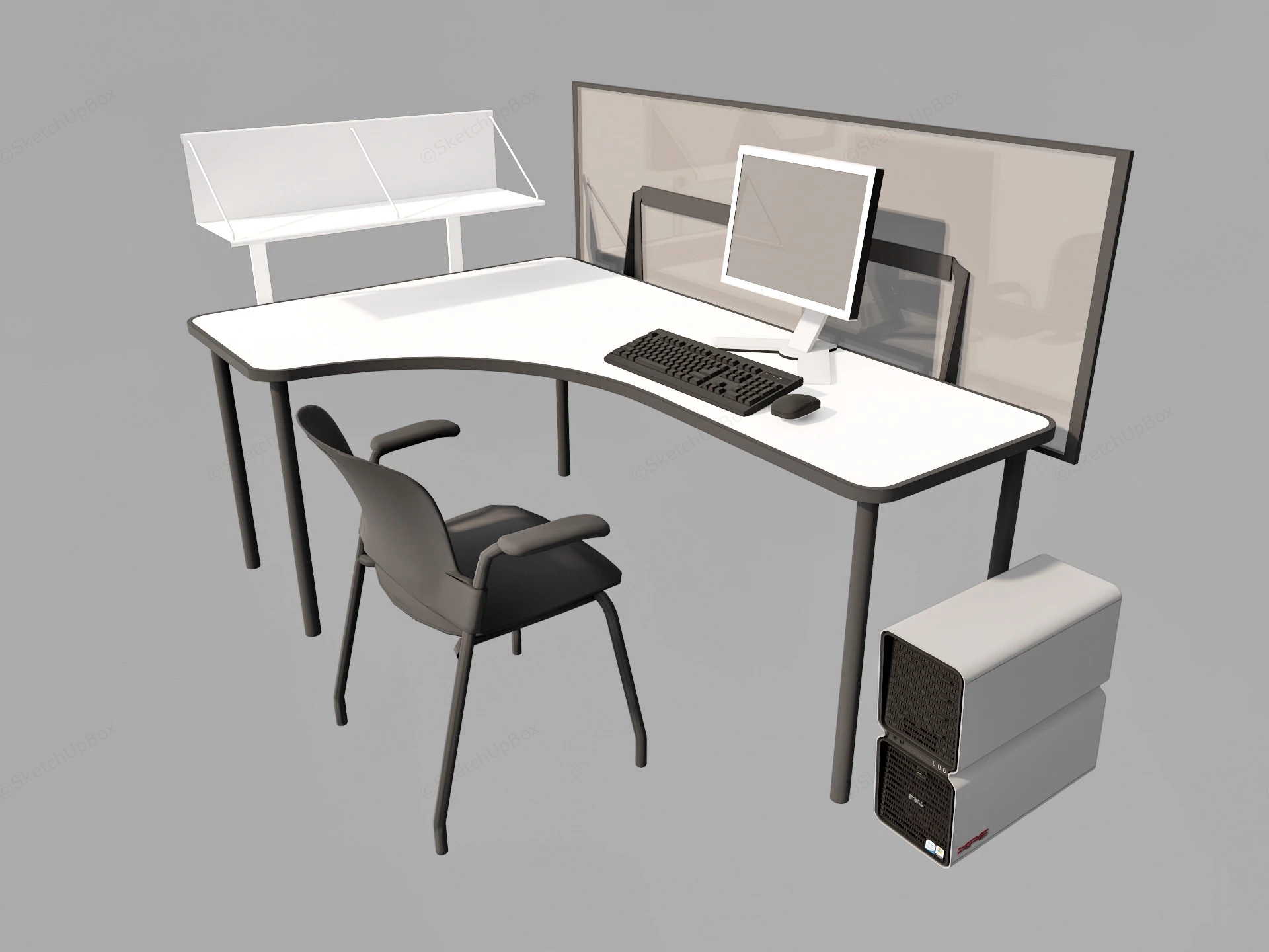 Office Corner Computer Desk sketchup model preview - SketchupBox
