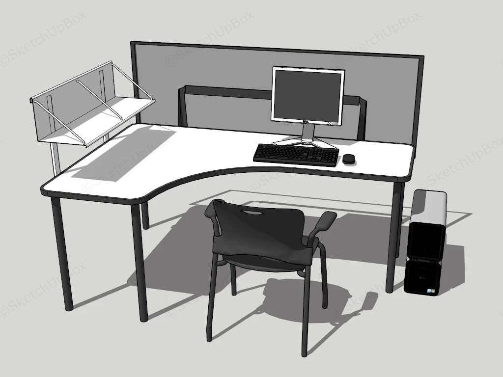Office Corner Computer Desk sketchup model preview - SketchupBox