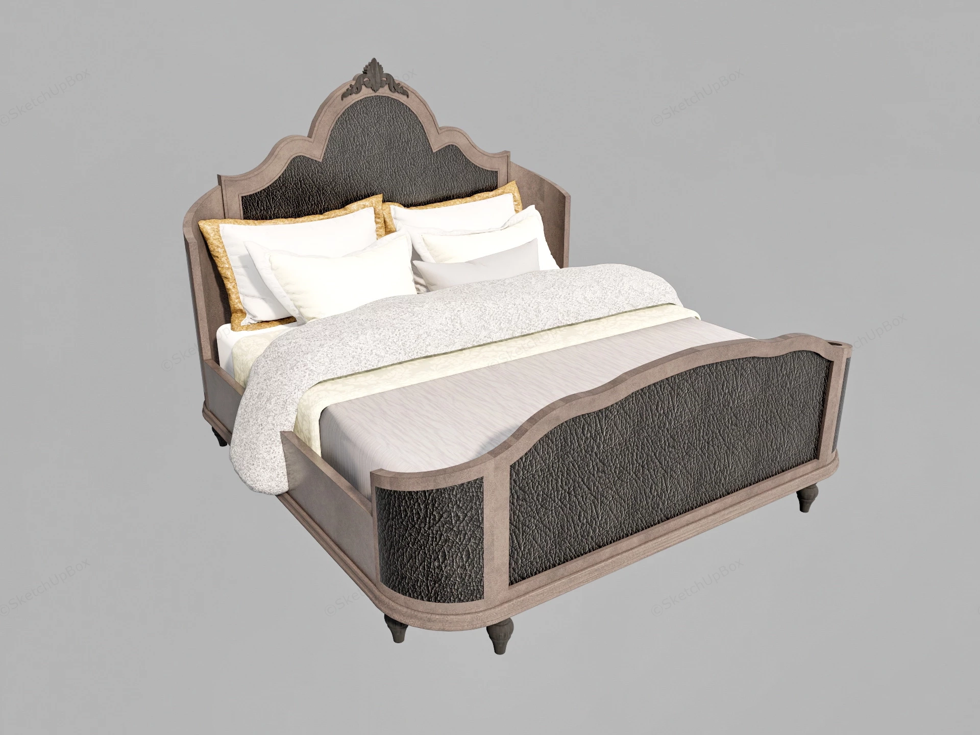 Classic Style Leather Bed sketchup model preview - SketchupBox