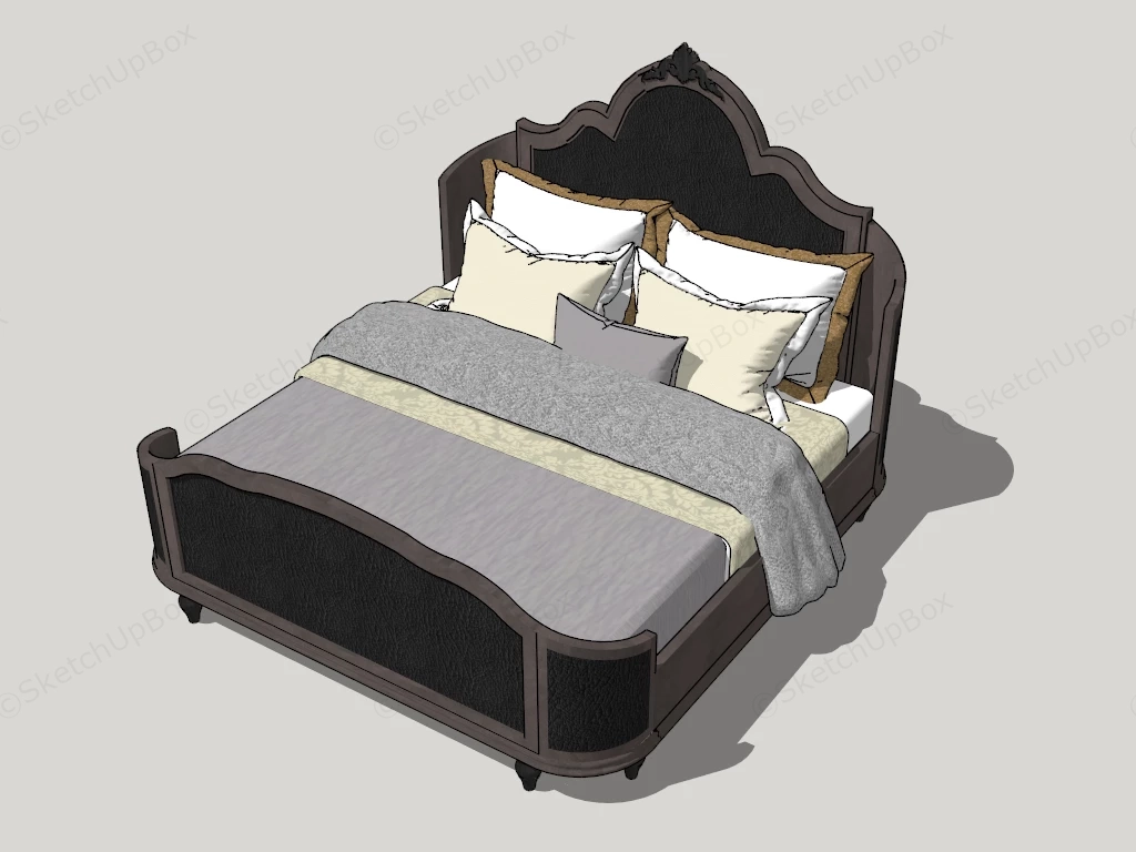 Classic Style Leather Bed sketchup model preview - SketchupBox