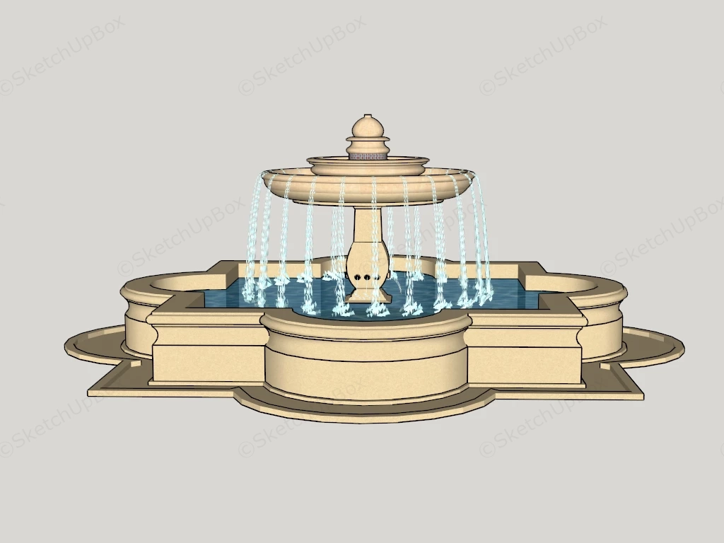 Sandstone Water Fountain sketchup model preview - SketchupBox
