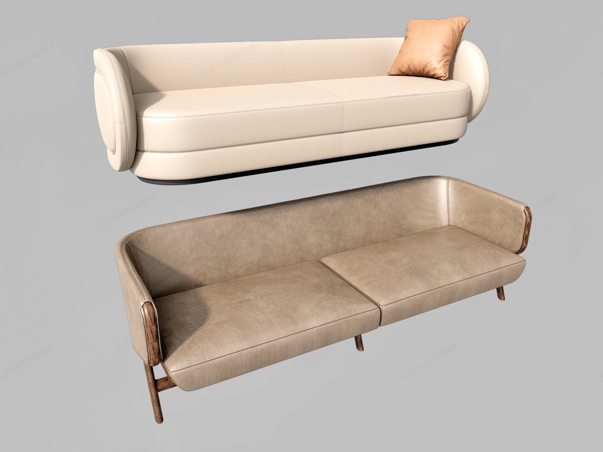 Modern Leather Couches sketchup model preview - SketchupBox