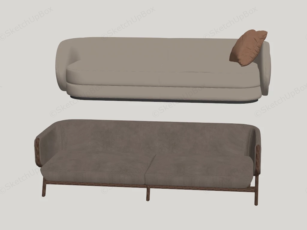 Modern Leather Couches sketchup model preview - SketchupBox