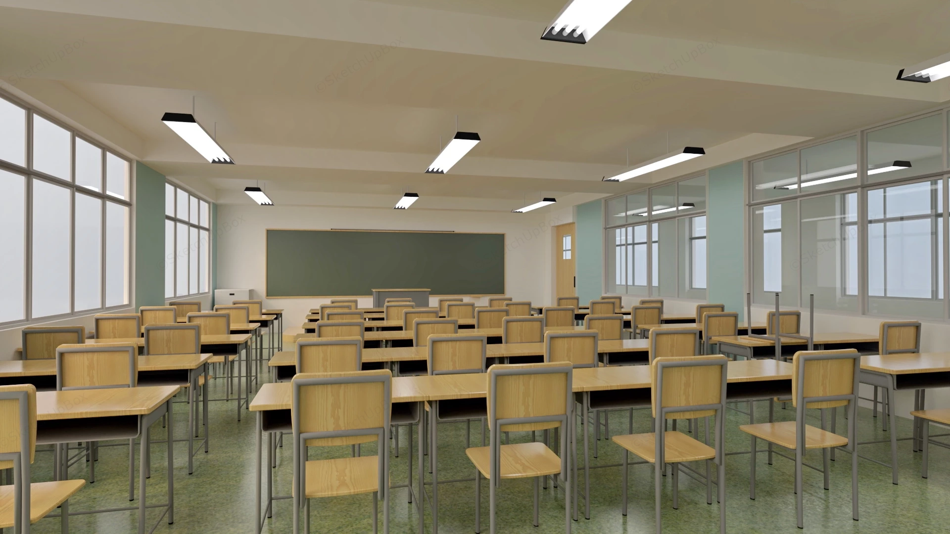 Old High School Classroom sketchup model preview - SketchupBox