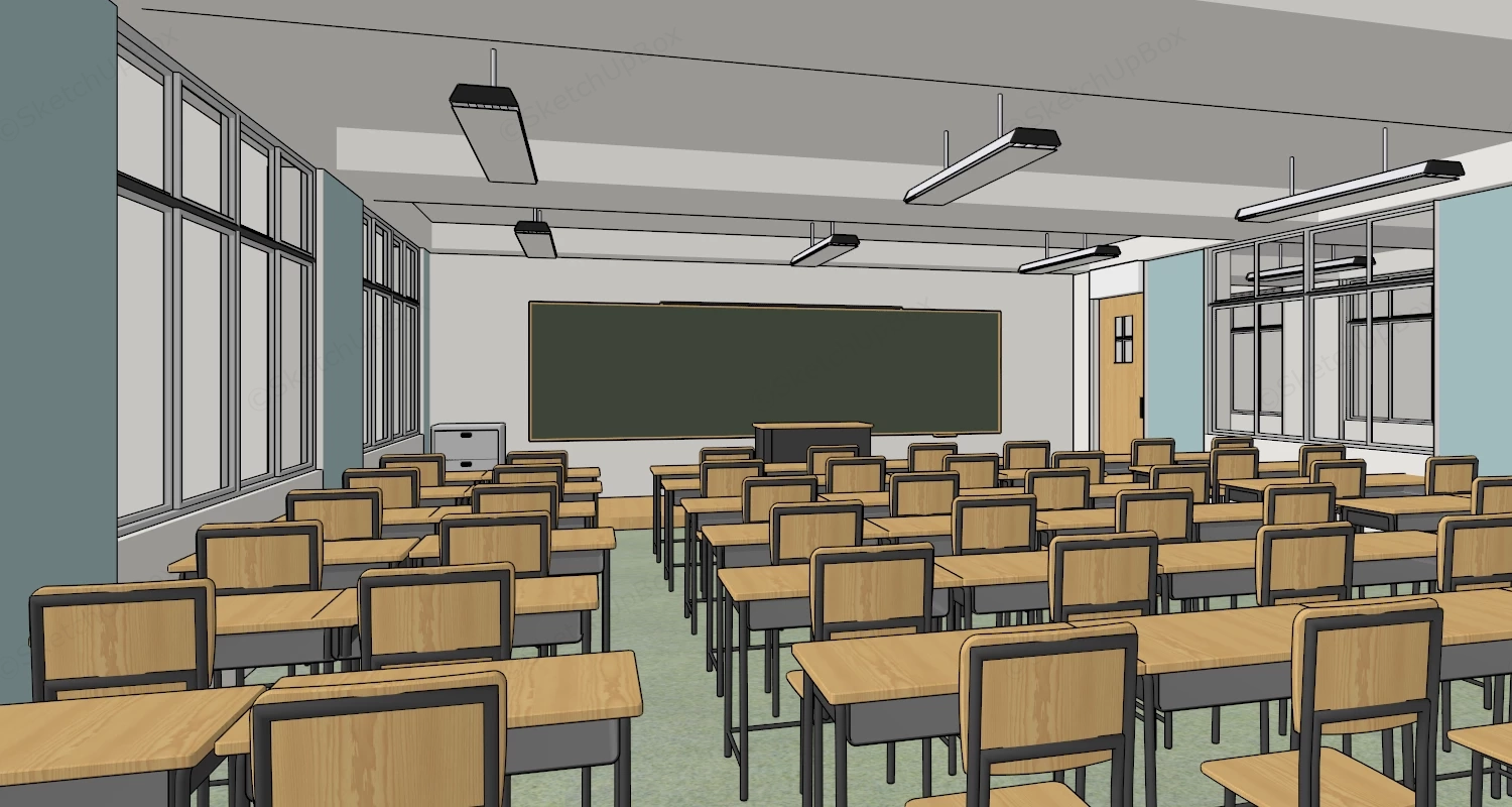 Old High School Classroom sketchup model preview - SketchupBox