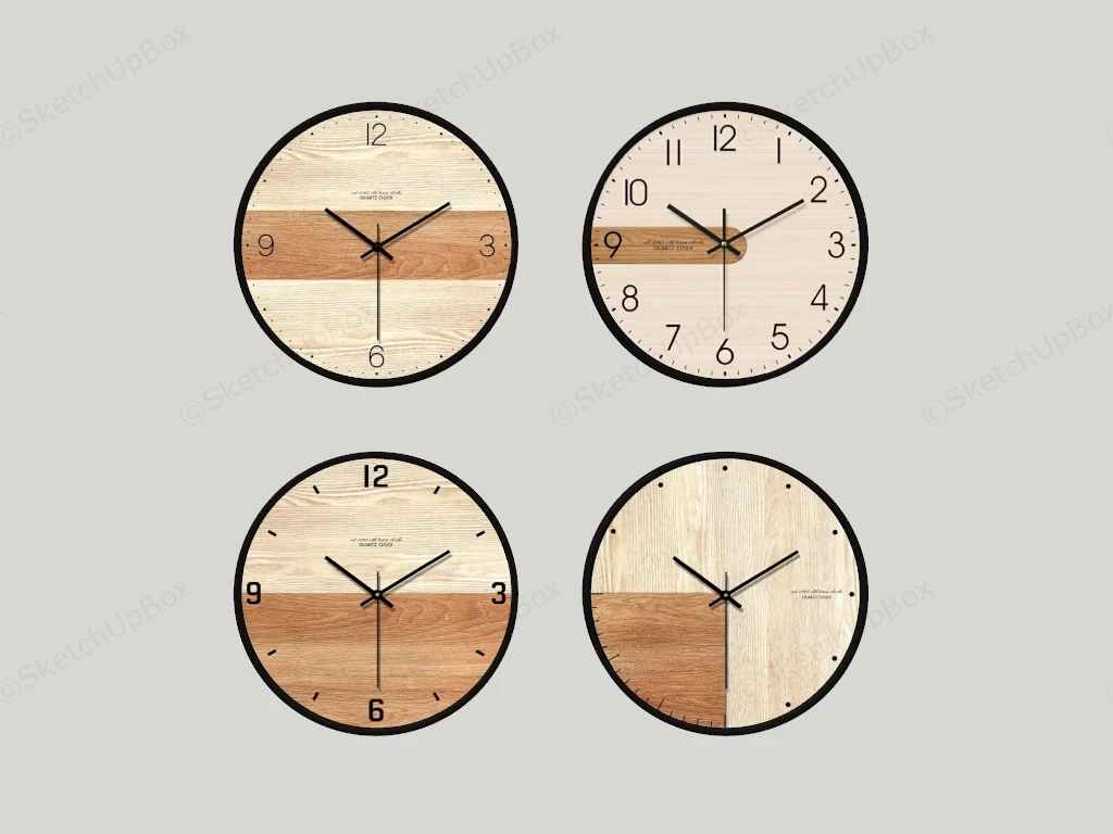 Modern Wood Wall Clocks sketchup model preview - SketchupBox