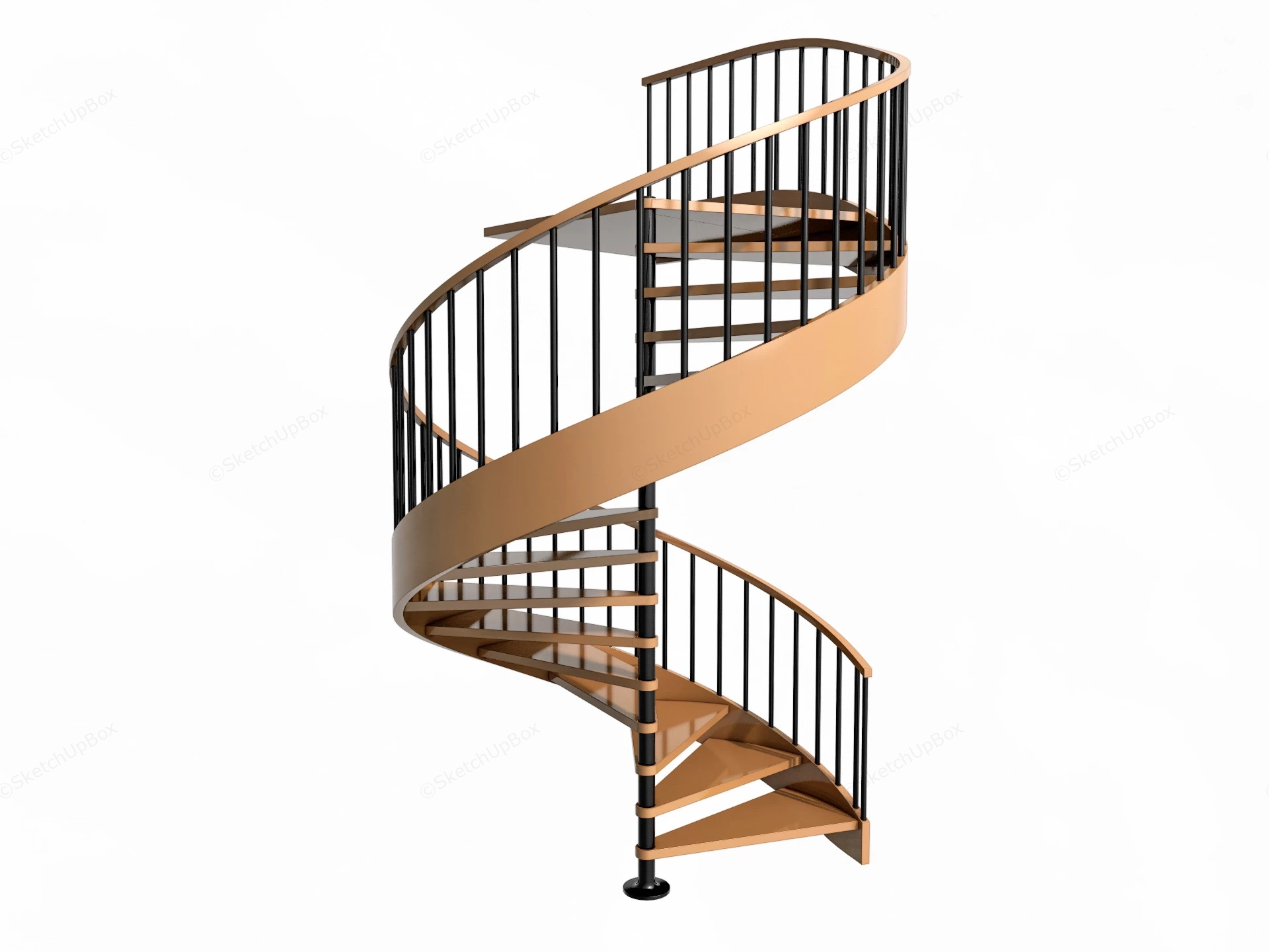 Wood Spiral Staircase sketchup model preview - SketchupBox