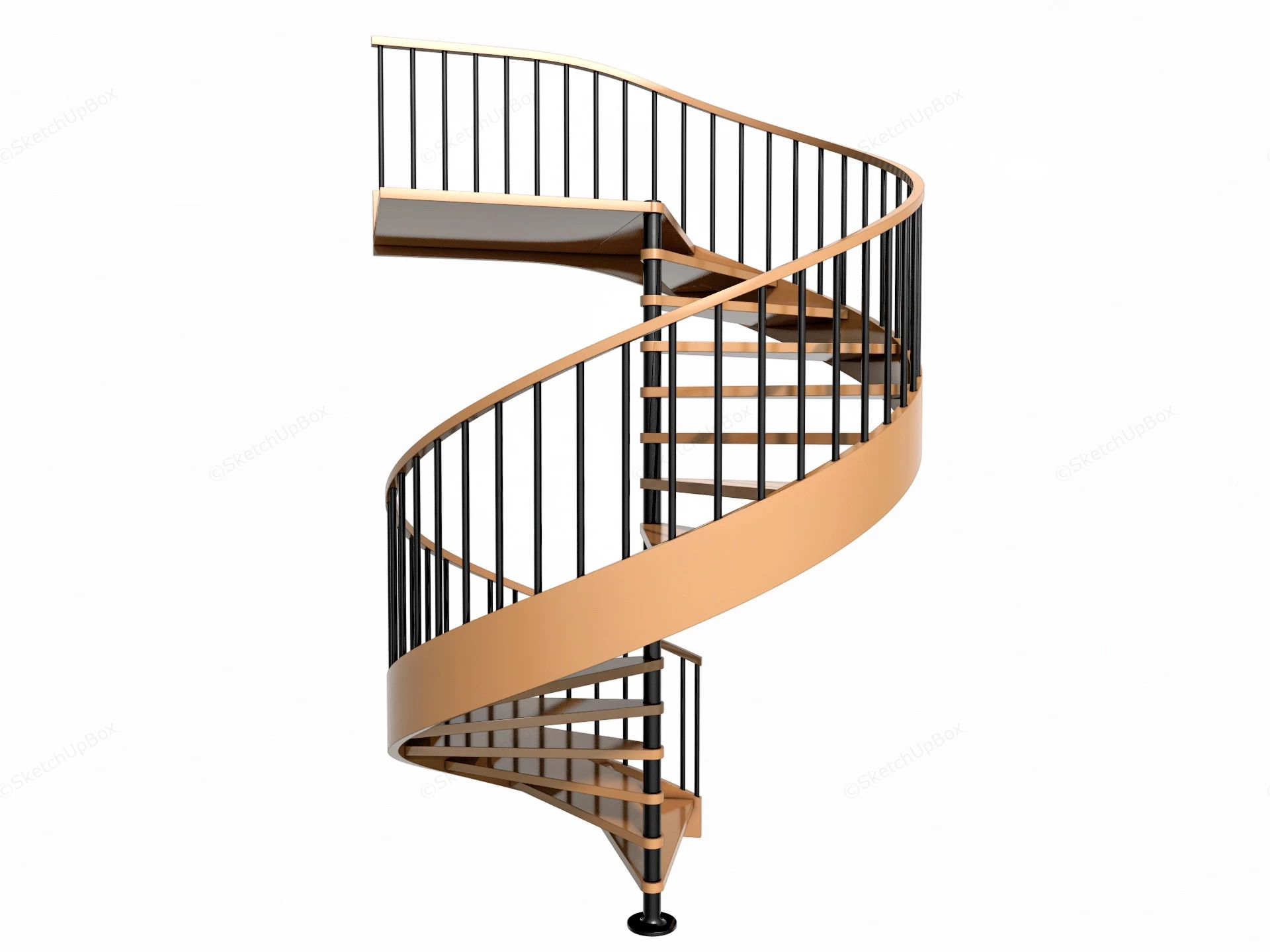 Wood Spiral Staircase sketchup model preview - SketchupBox