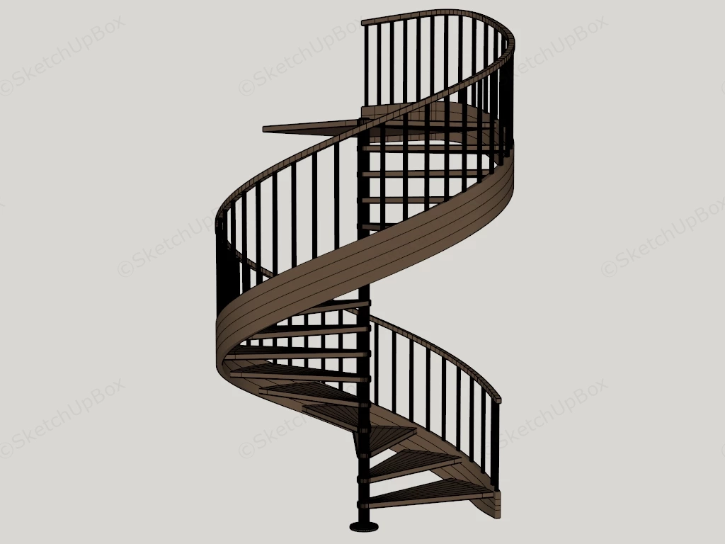 Wood Spiral Staircase sketchup model preview - SketchupBox