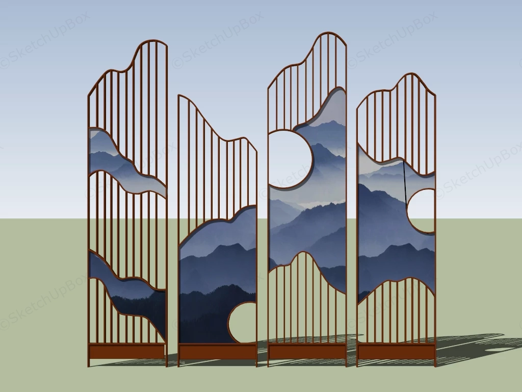 Chinese Style Room Divider Screens sketchup model preview - SketchupBox