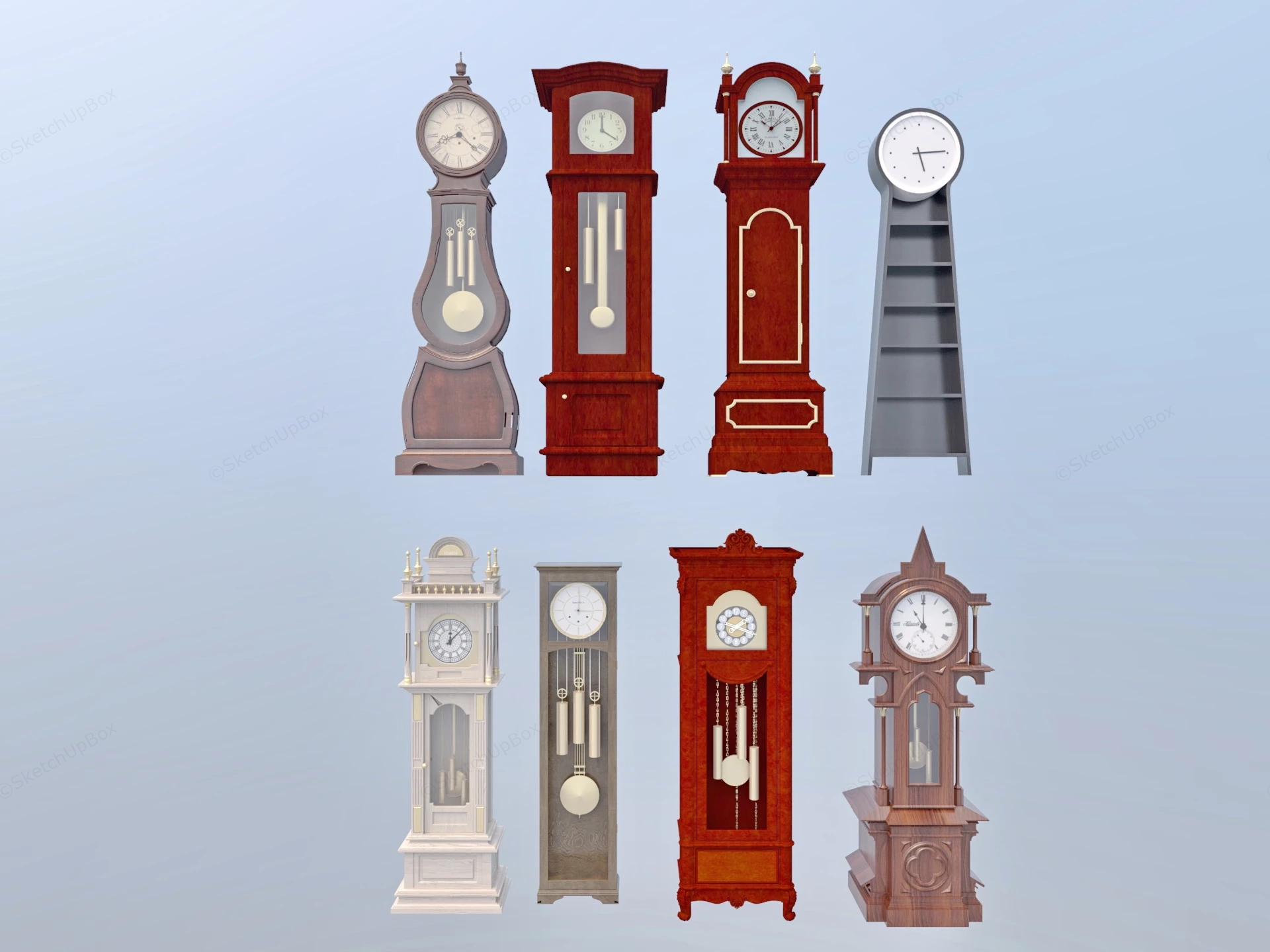 Grandfather Floor Clocks sketchup model preview - SketchupBox