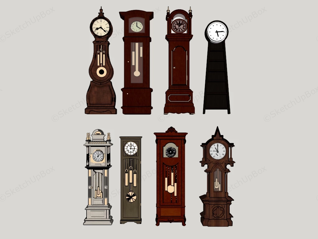 Grandfather Floor Clocks sketchup model preview - SketchupBox