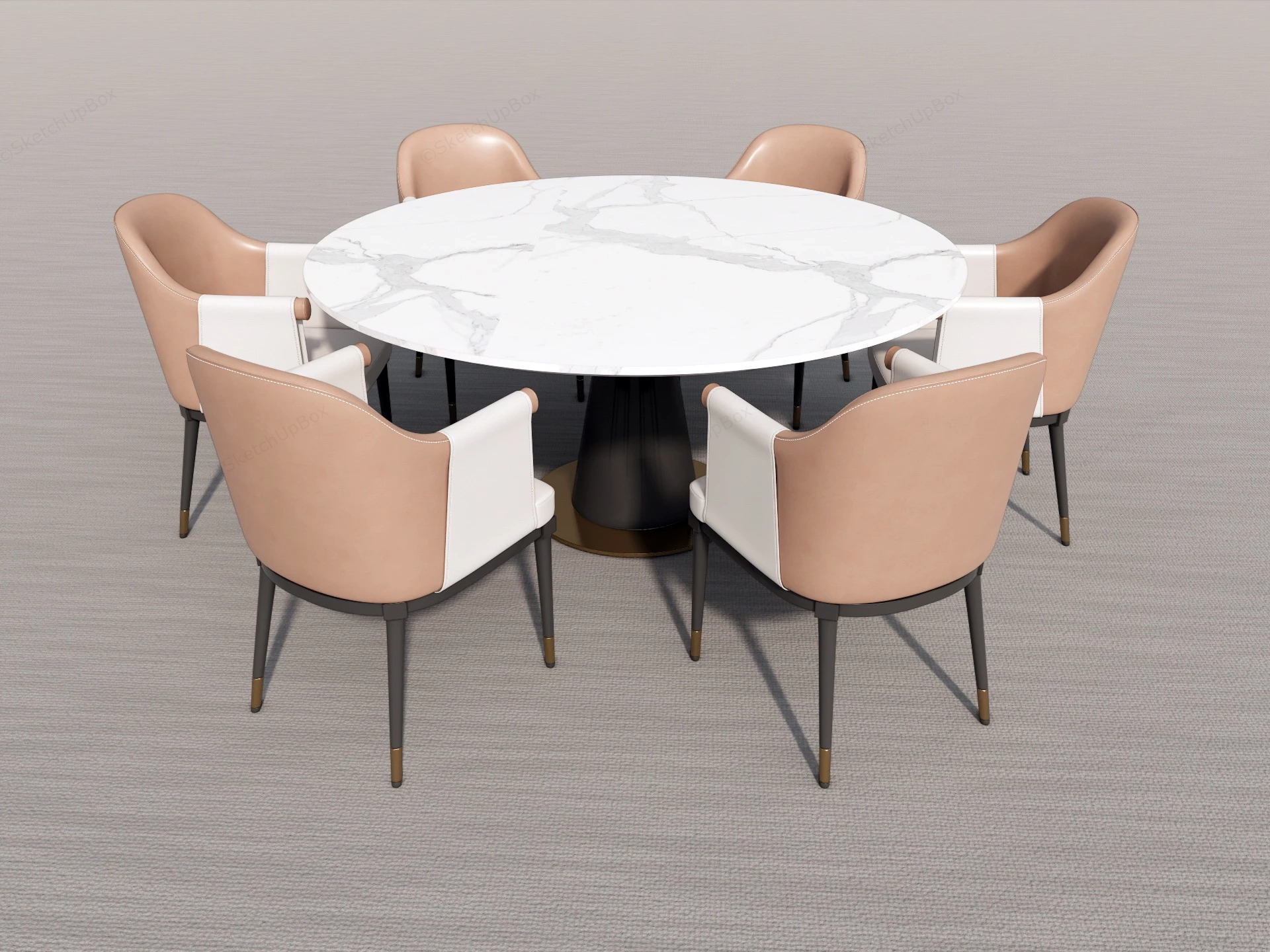 Luxury 7 Piece Round Dining Set sketchup model preview - SketchupBox