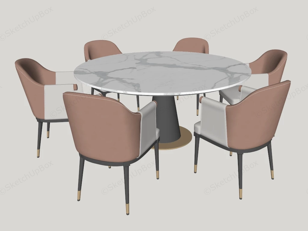 Luxury 7 Piece Round Dining Set sketchup model preview - SketchupBox