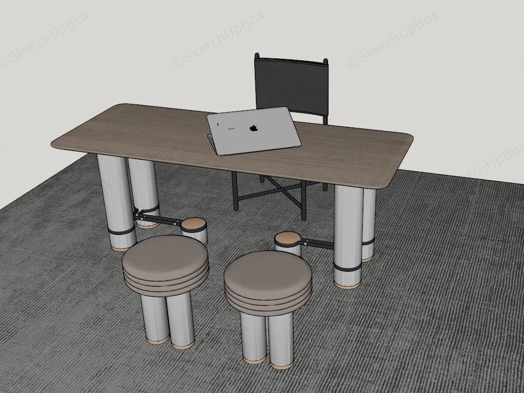 Home Office Desk And Chair Set sketchup model preview - SketchupBox