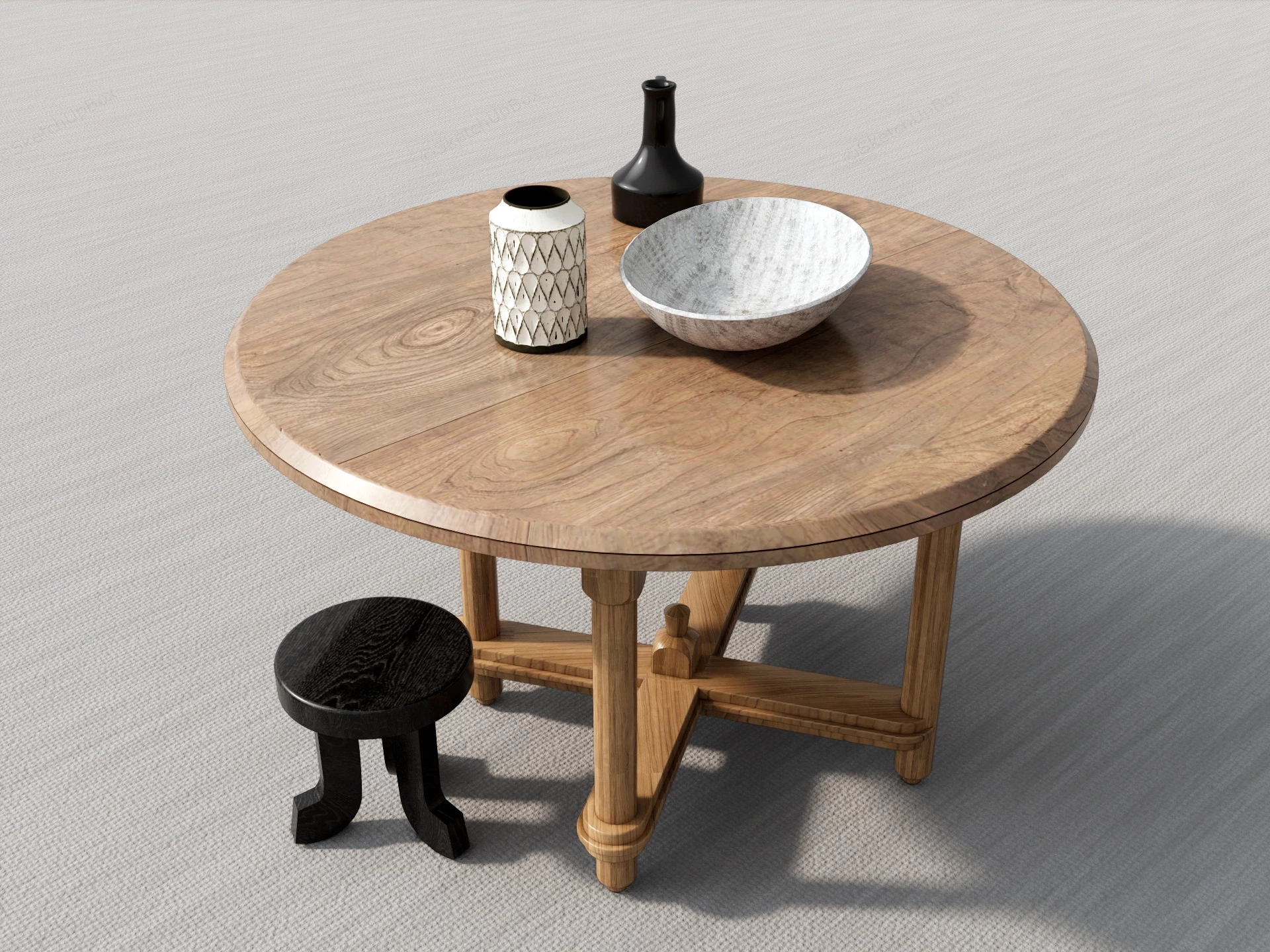 Wabi Sabi Style Dining Table sketchup model preview - SketchupBox