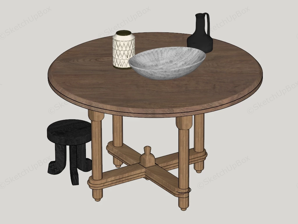 Wabi Sabi Style Dining Table sketchup model preview - SketchupBox