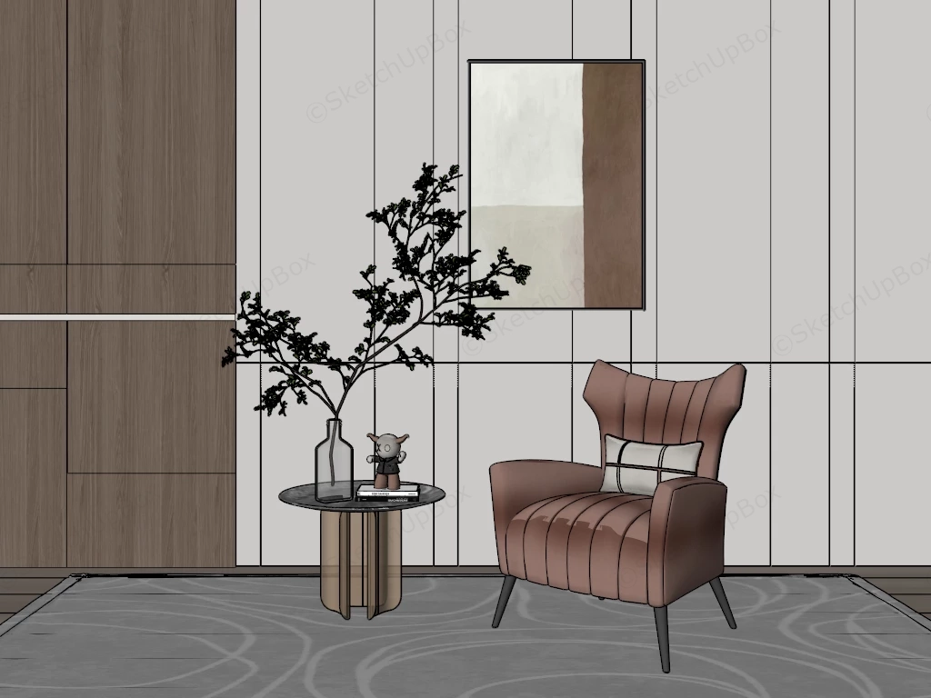 Accent Chair And Table Set sketchup model preview - SketchupBox