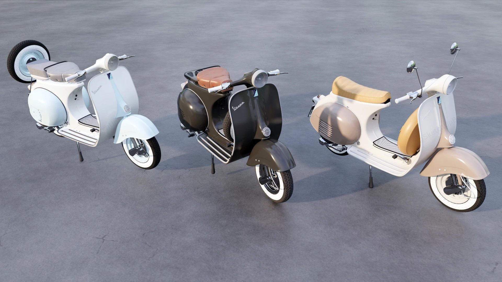 Vintage Vespa Scooters sketchup model preview - SketchupBox