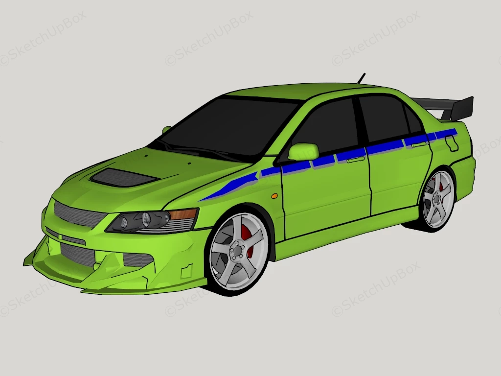 Mitsubishi Lancer Evo sketchup model preview - SketchupBox
