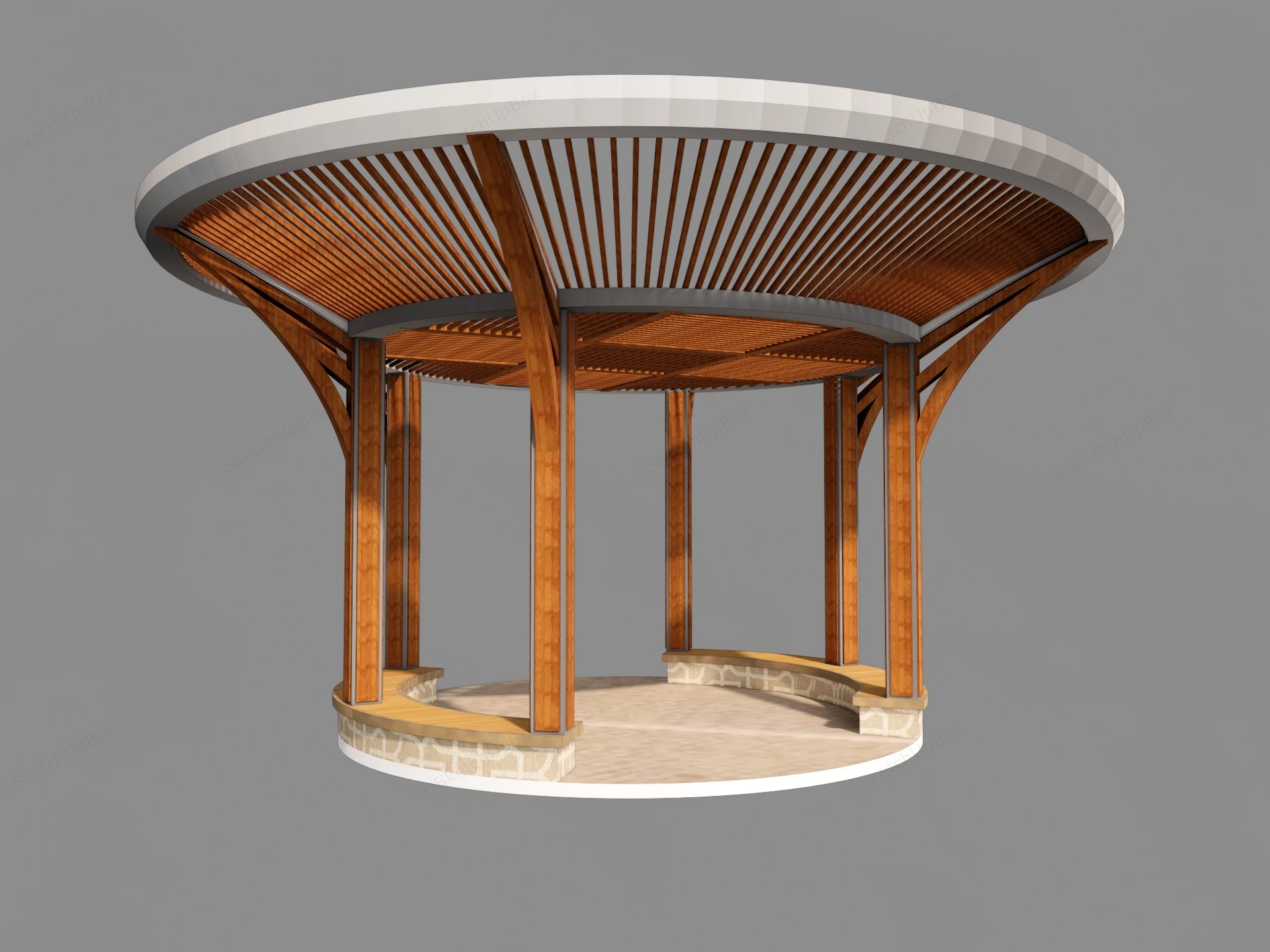 Round Garden Pergola sketchup model preview - SketchupBox