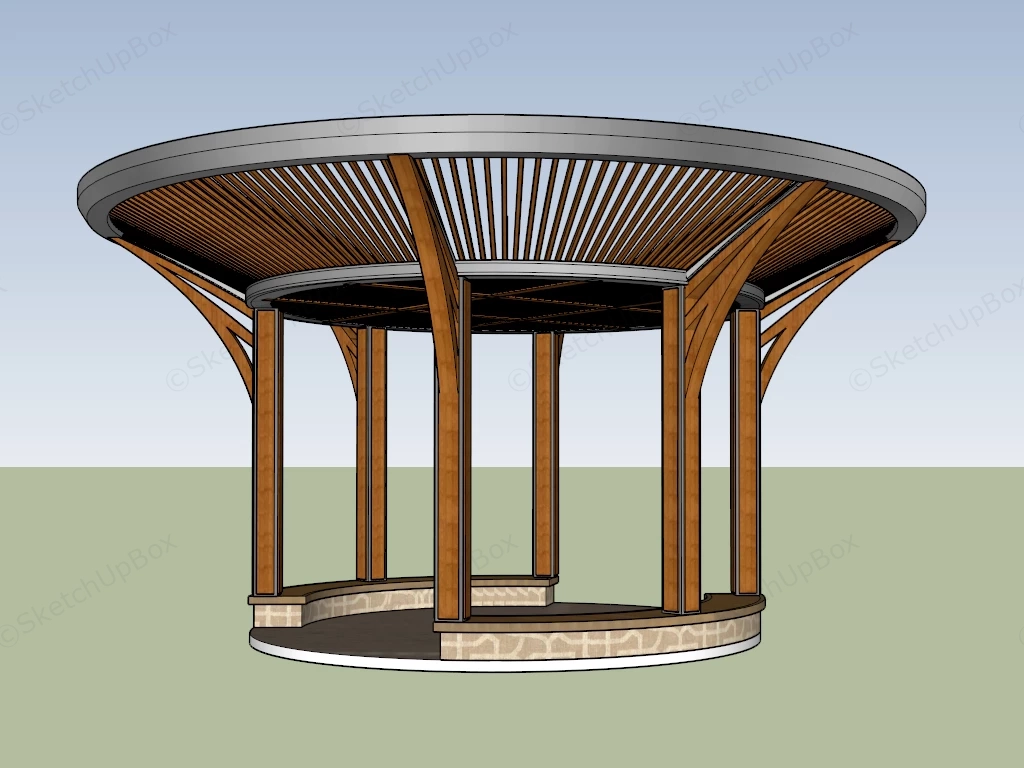 Round Garden Pergola sketchup model preview - SketchupBox