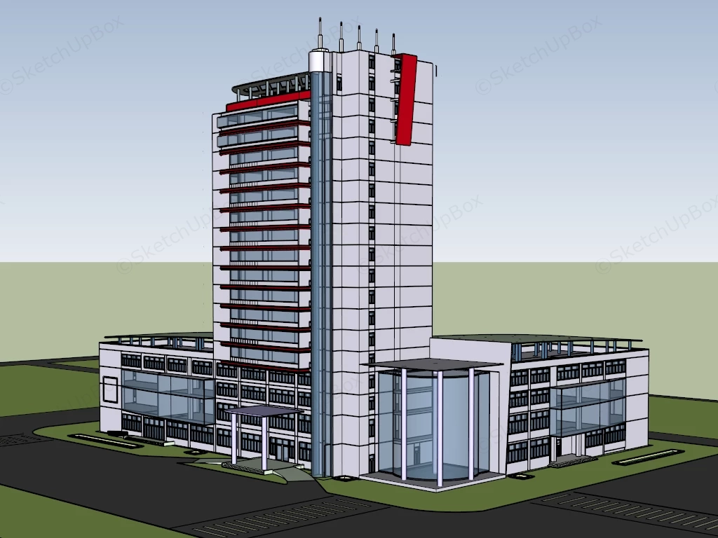 Modern Commercial Business Office Building sketchup model preview - SketchupBox