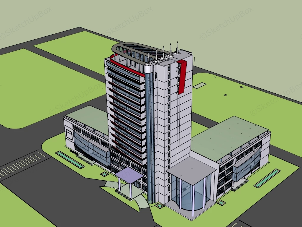 Modern Commercial Business Office Building sketchup model preview - SketchupBox