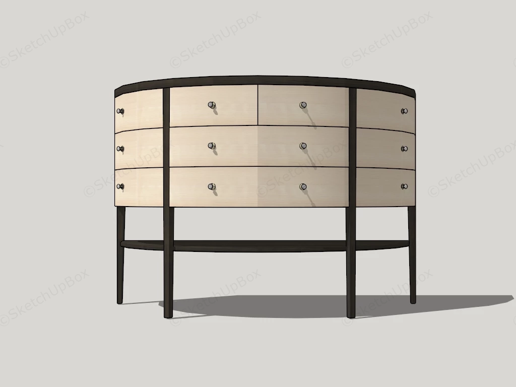 Curved Wood Console Cabient sketchup model preview - SketchupBox