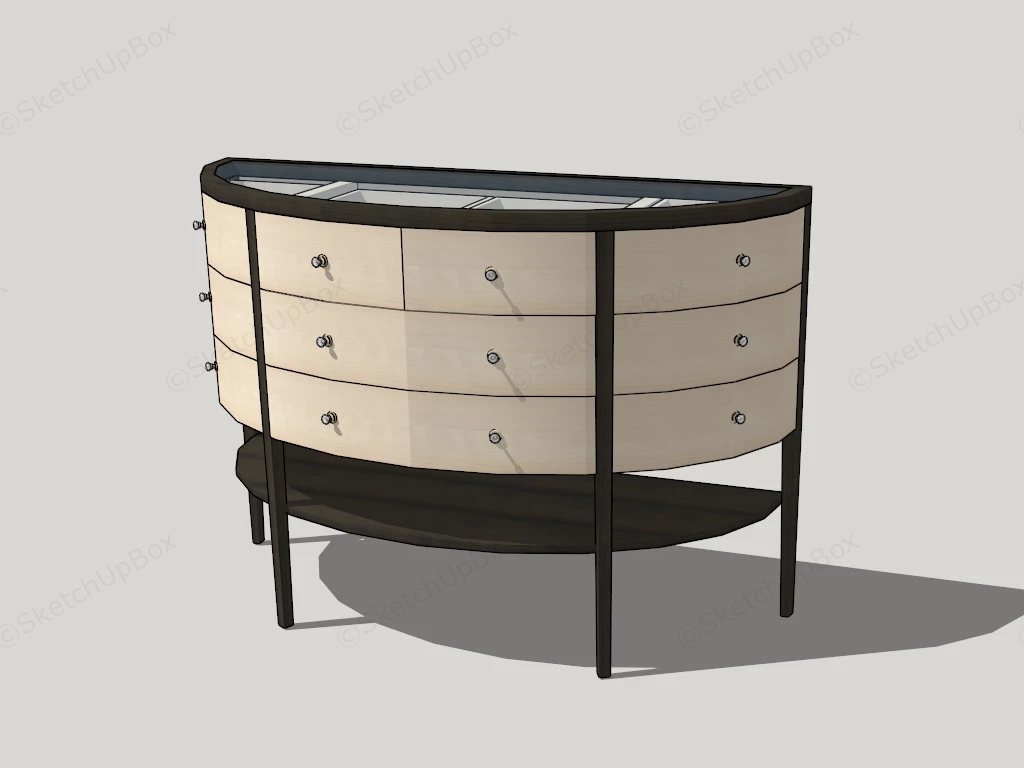 Curved Wood Console Cabient sketchup model preview - SketchupBox