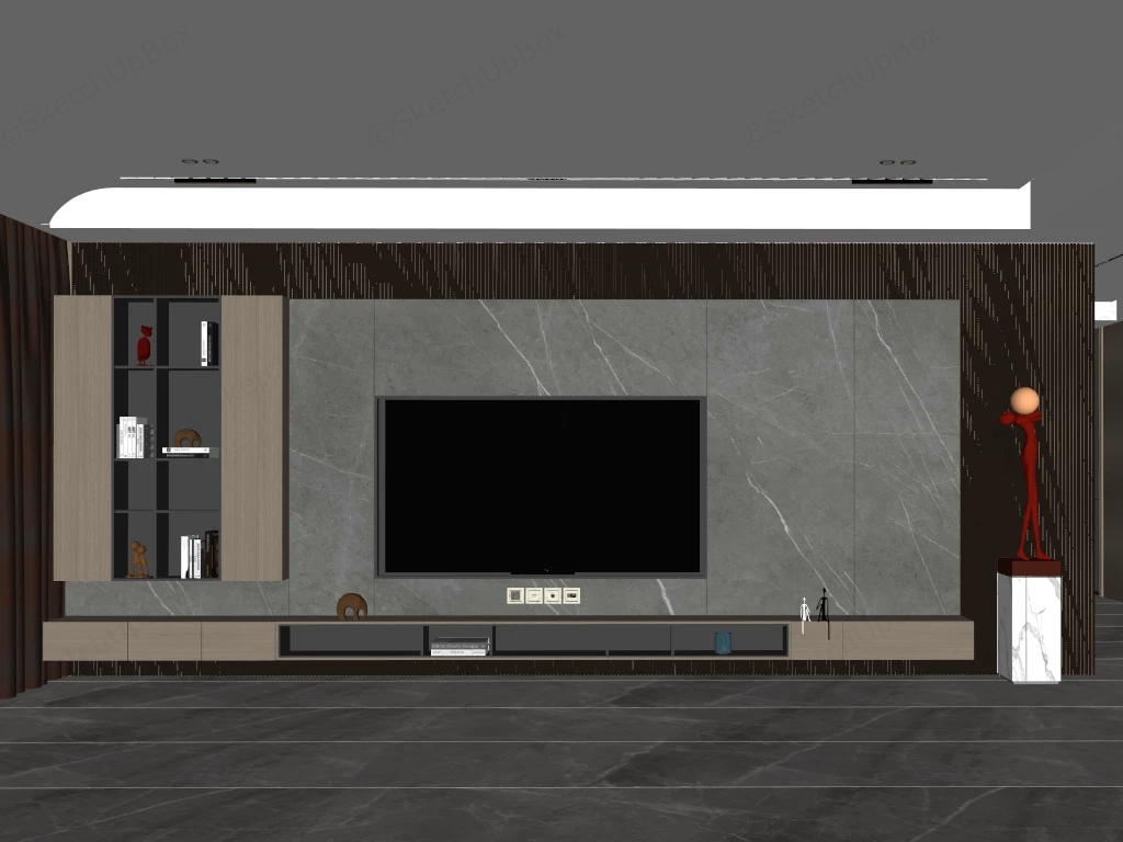 Luxury Living Room TV Wall Design sketchup model preview - SketchupBox
