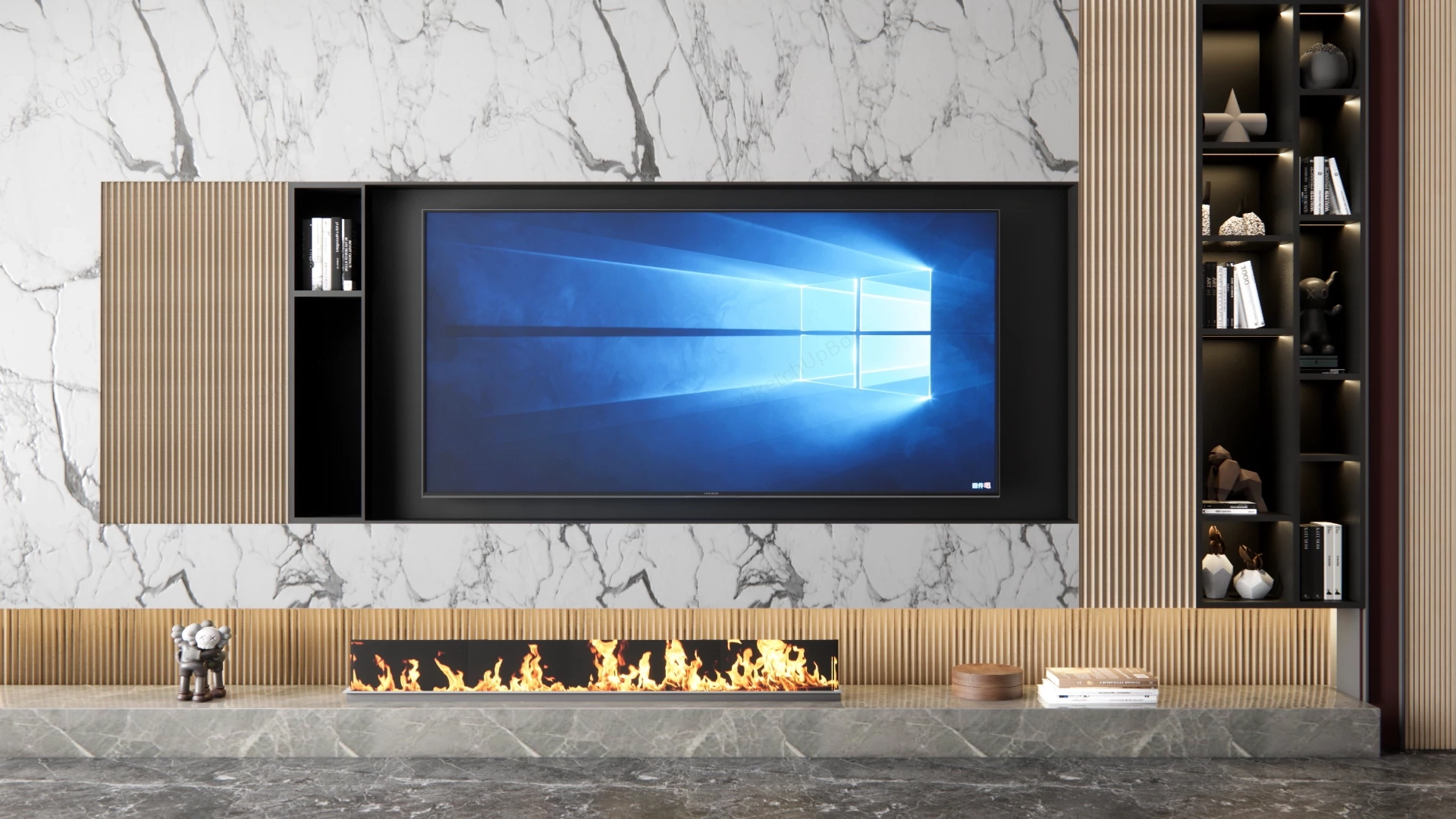 Living Room TV Feature Wall Design sketchup model preview - SketchupBox