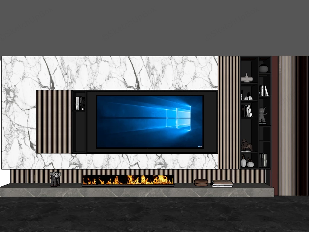 Living Room TV Feature Wall Design sketchup model preview - SketchupBox