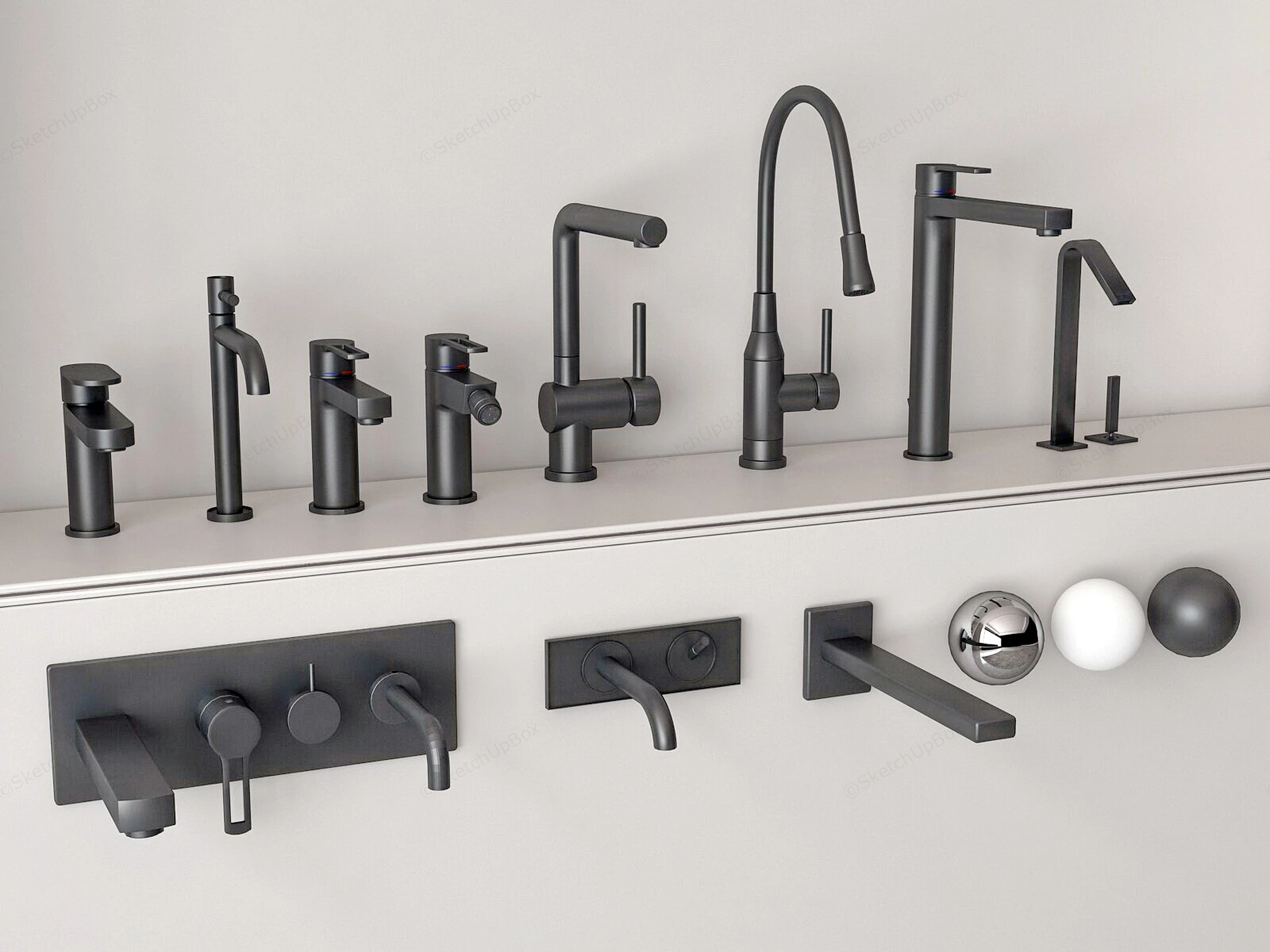 Modern Bathroom Sink Faucets sketchup model preview - SketchupBox