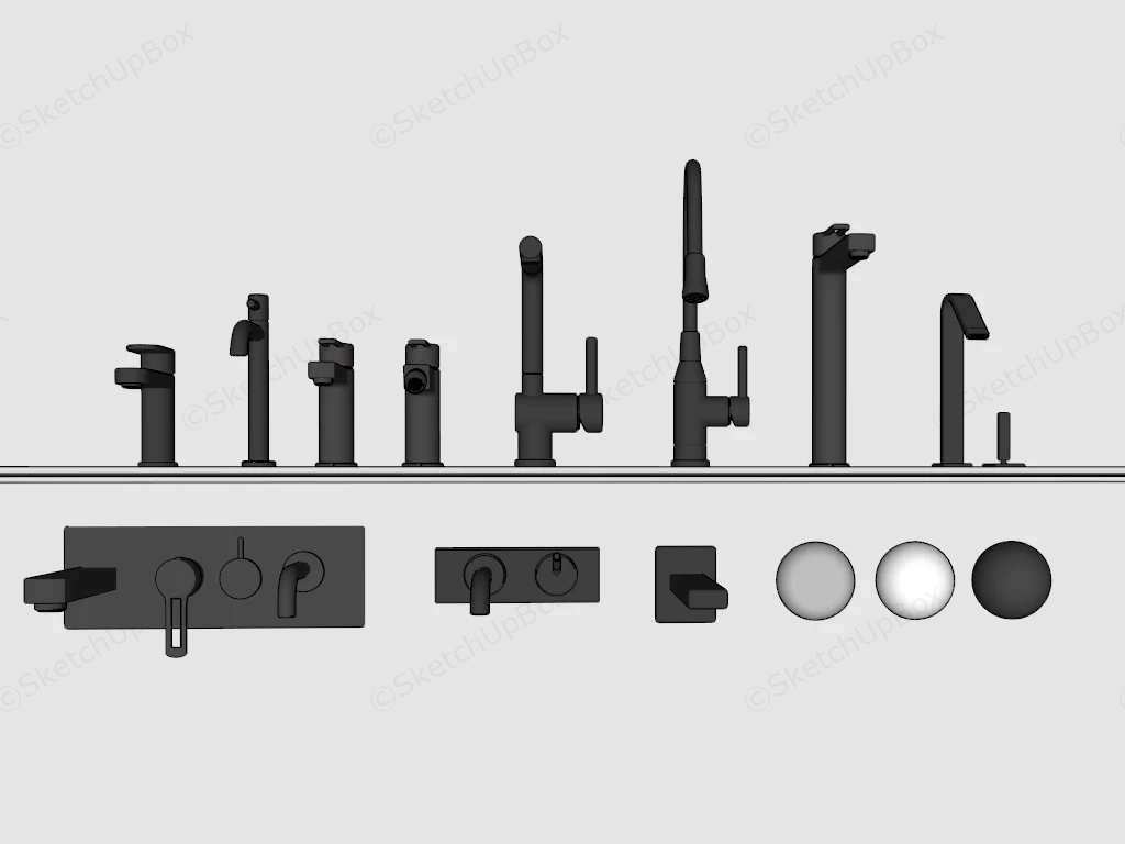 Modern Bathroom Sink Faucets sketchup model preview - SketchupBox