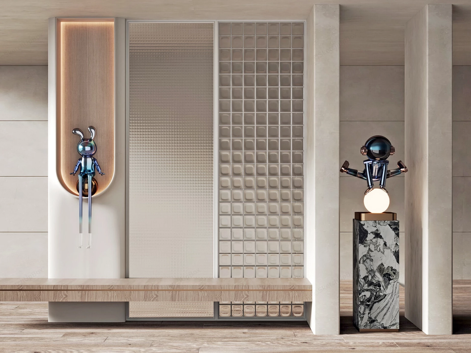 Glass Wall Room Dividers Ideas sketchup model preview - SketchupBox