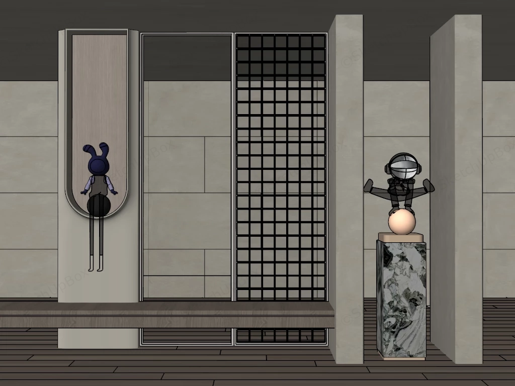 Glass Wall Room Dividers Ideas sketchup model preview - SketchupBox