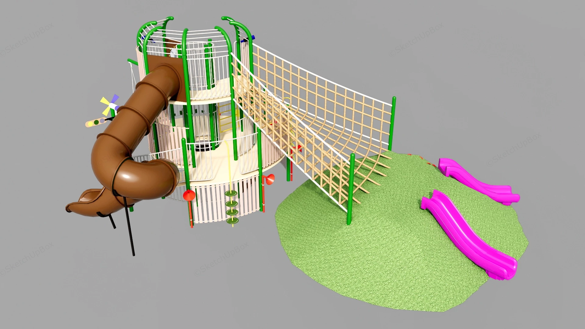 Kids Outdoor Climbing & Slides Structure sketchup model preview - SketchupBox