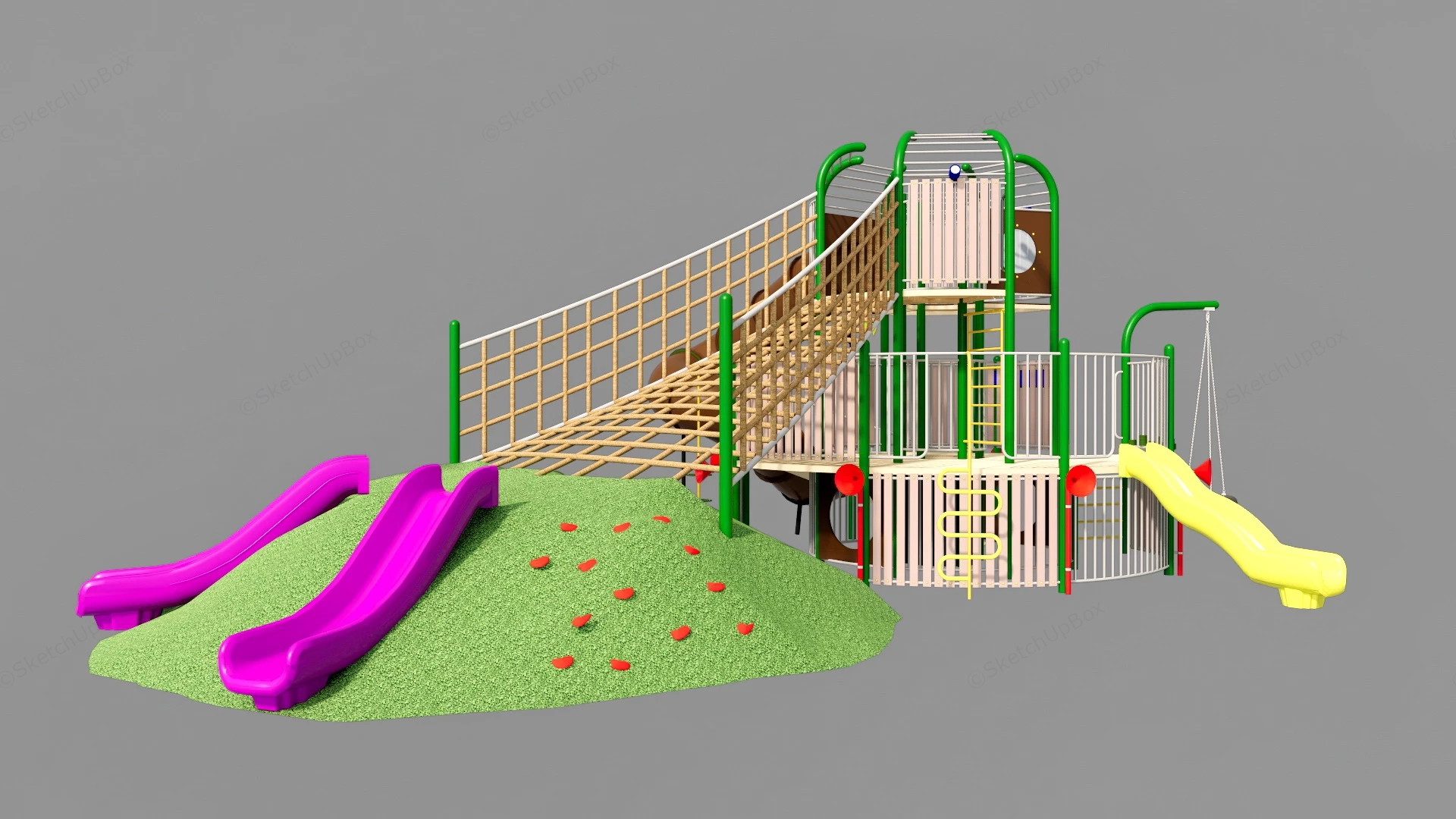 Kids Outdoor Climbing & Slides Structure sketchup model preview - SketchupBox