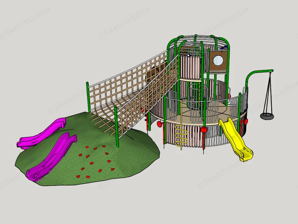 Kids Outdoor Climbing & Slides Structure sketchup model preview - SketchupBox
