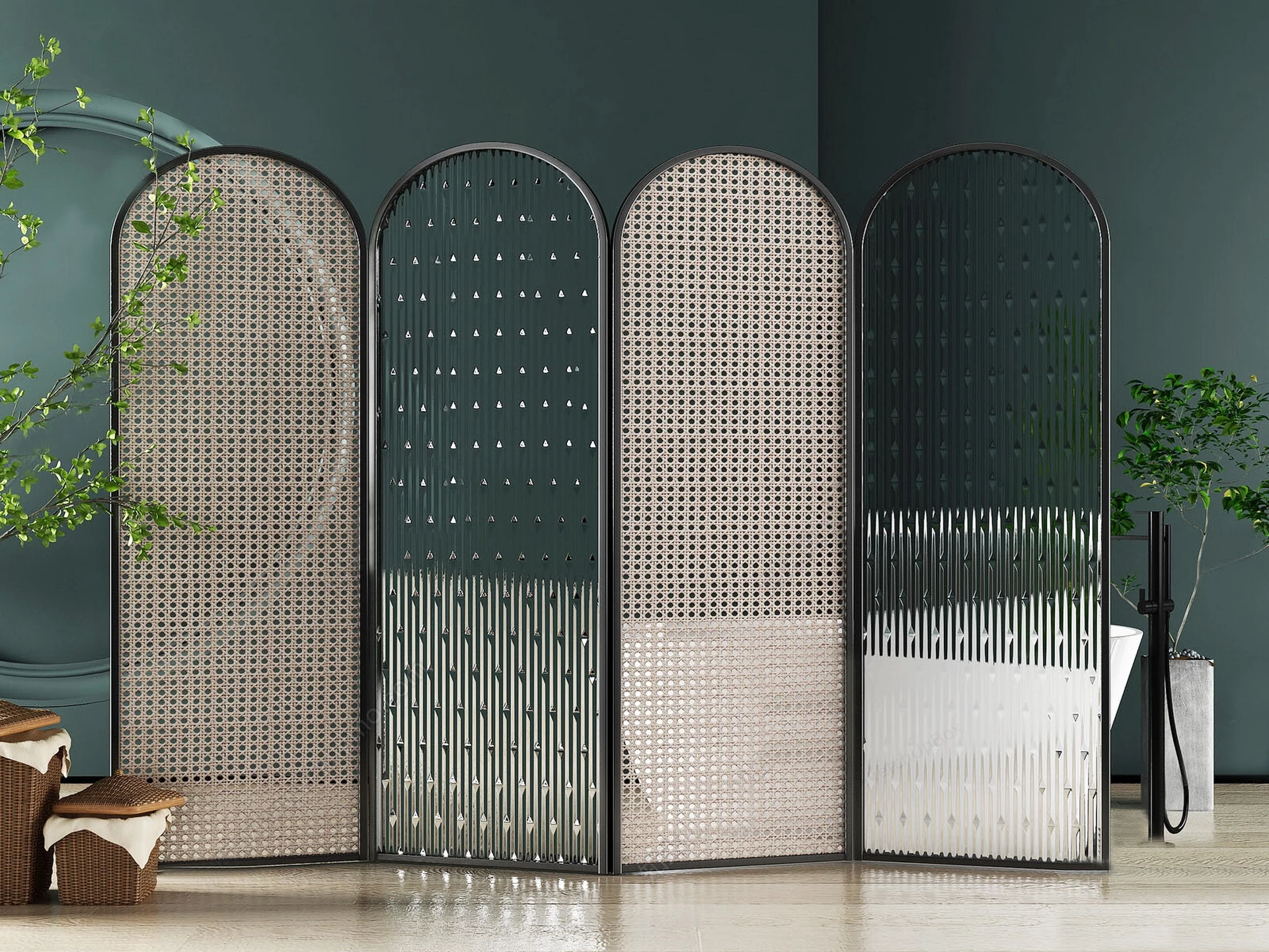 Glass & Rattan Privacy Screens sketchup model preview - SketchupBox